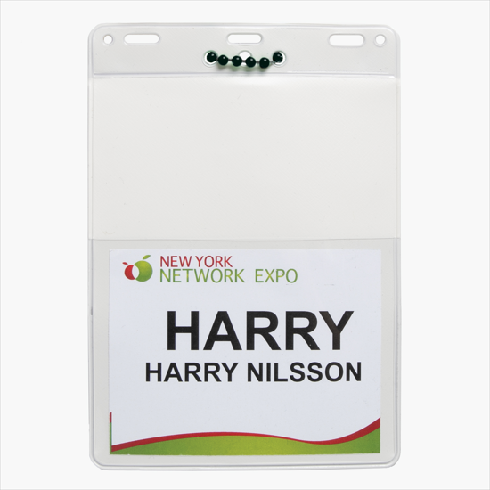 Trade Show Badge Caddy - Blank - Black Plastic Bead Chain Attachment