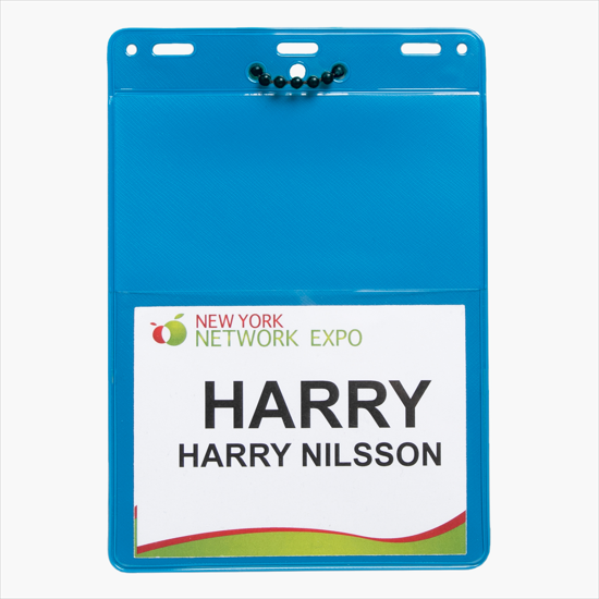 Trade Show Badge Caddy - Blank - Black Plastic Bead Chain Attachment