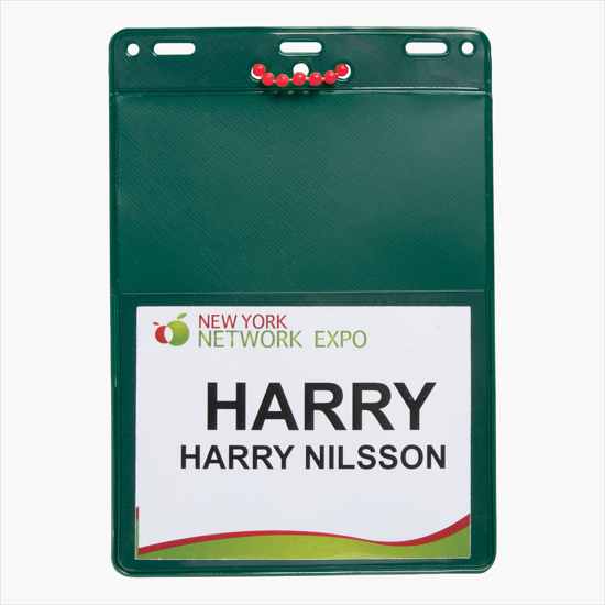 Trade Show Badge Caddy - Blank - Red Plastic Bead Chain Attachment