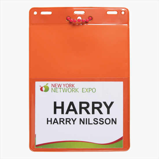Trade Show Badge Caddy - Blank - Red Plastic Bead Chain Attachment