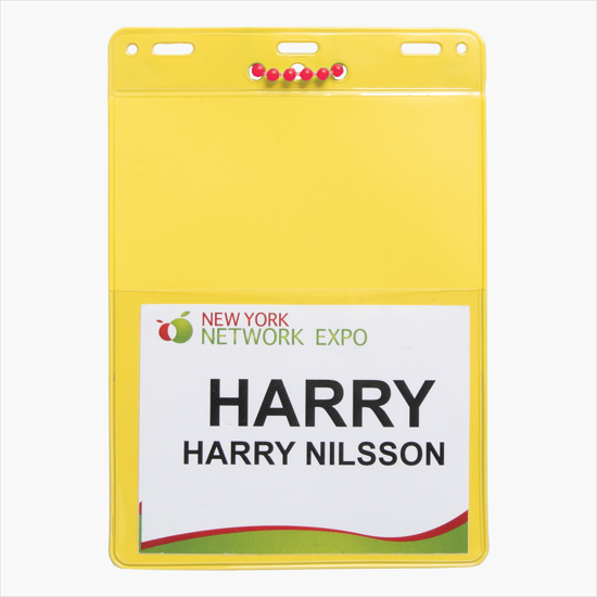 Trade Show Badge Caddy - Blank - Red Plastic Bead Chain Attachment