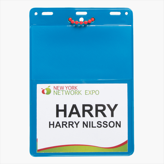 Trade Show Badge Caddy - Blank - Red Plastic Bead Chain Attachment