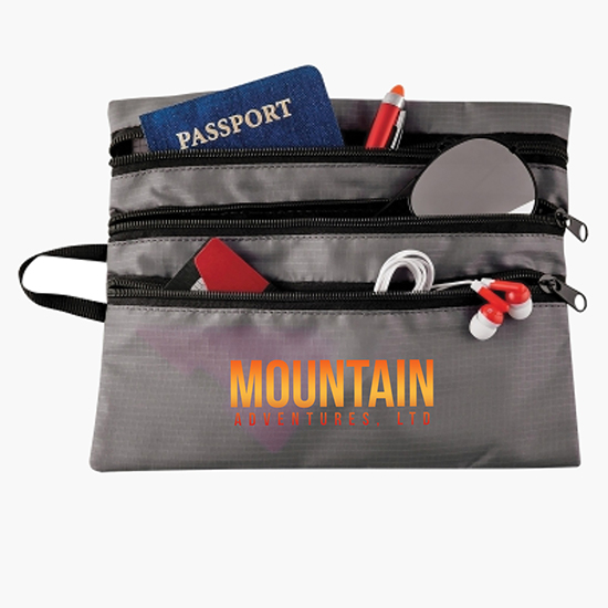 Triple Pocket Accessory Travel Bag - Full Color