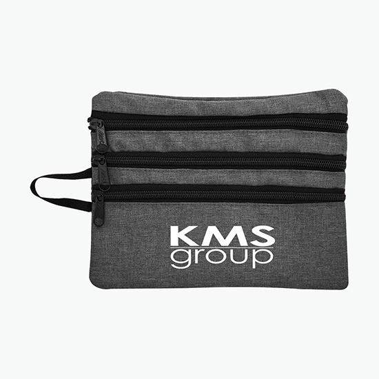 Heathered Triple Pocket Accessory Travel Bag - 24-Hour Production