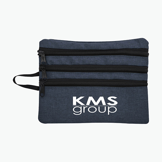 Heathered Triple Pocket Accessory Travel Bag - 24-Hour Production