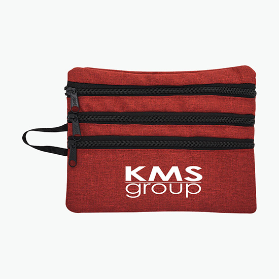 Heathered Triple Pocket Accessory Travel Bag - 24-Hour Production