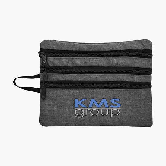 Heathered Triple Pocket Accessory Travel Bag - Full Color
