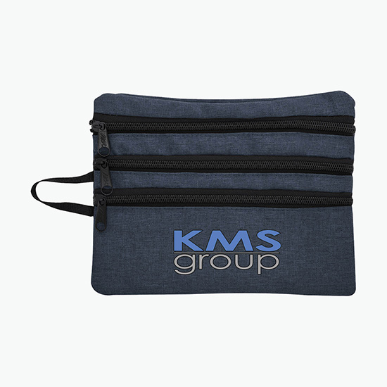 Heathered Triple Pocket Accessory Travel Bag - Full Color
