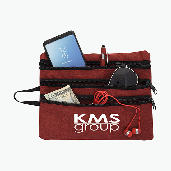 Heathered Triple Pocket Accessory Travel Bag - 24-Hour Production