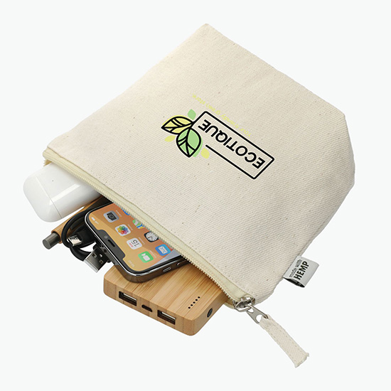 Hemp Cotton Zippered Pouch - Full Color