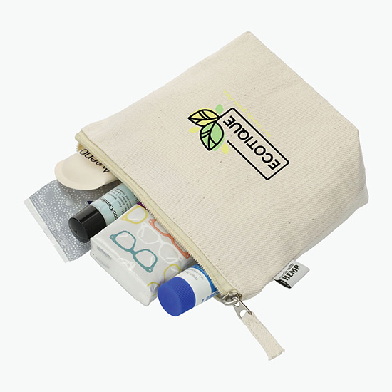 Hemp Cotton Zippered Pouch - Full Color