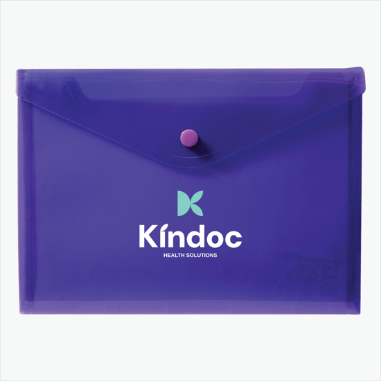 Translucent Poly Document Envelope with Snap Closure - Multi-Color Imprint - 7 x 9 3/4