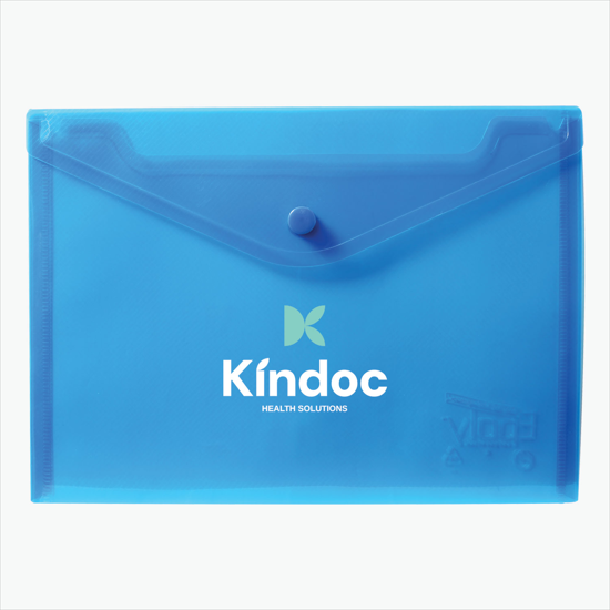Translucent Poly Document Envelope with Snap Closure - Multi-Color Imprint - 7 x 9 3/4