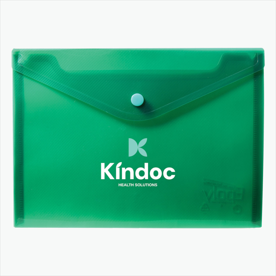 Translucent Poly Document Envelope with Snap Closure - Multi-Color Imprint - 7 x 9 3/4