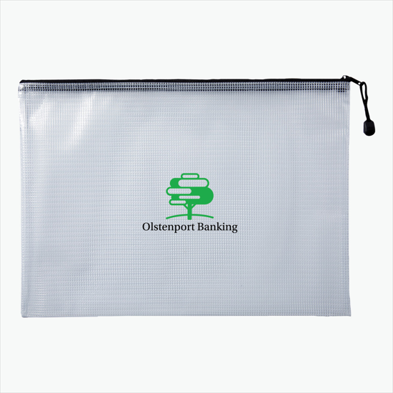 Medium PolyWeave Zippered Pouch - Multi-Color Imprint