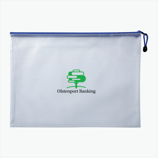 Medium PolyWeave Zippered Pouch - Multi-Color Imprint