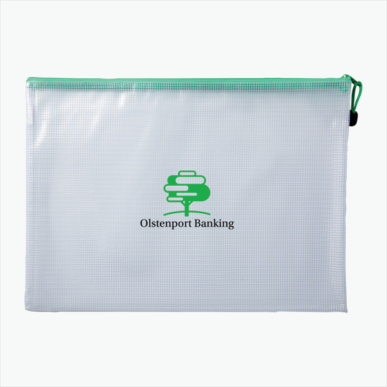 Medium PolyWeave Zippered Pouch - Multi-Color Imprint