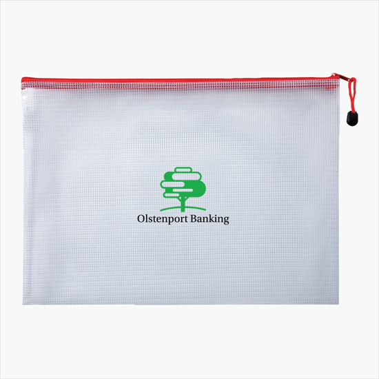 Medium PolyWeave Zippered Pouch - Multi-Color Imprint