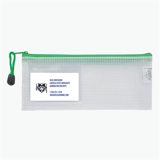 PolyWeave Zippered Pouch with Business Card Holder - 4 x 10 - Blank