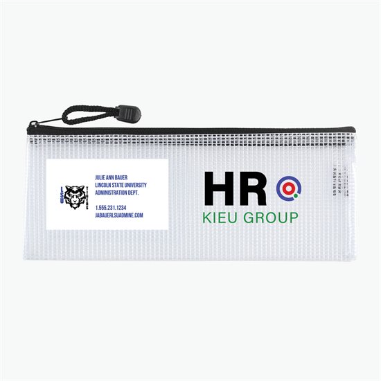 PolyWeave Zippered Pouch with Business Card Holder - 4 x 10 - Multi-Color Imprint