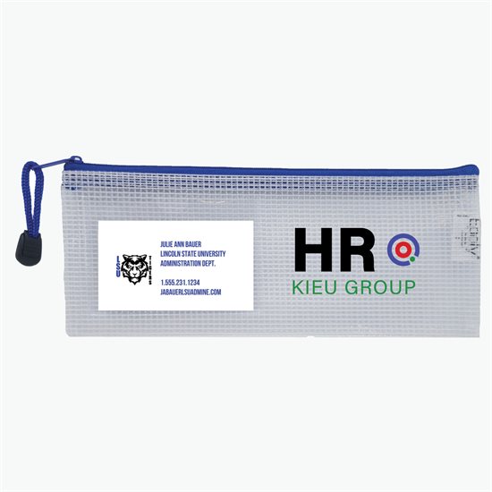 PolyWeave Zippered Pouch with Business Card Holder - 4 x 10 - Multi-Color Imprint