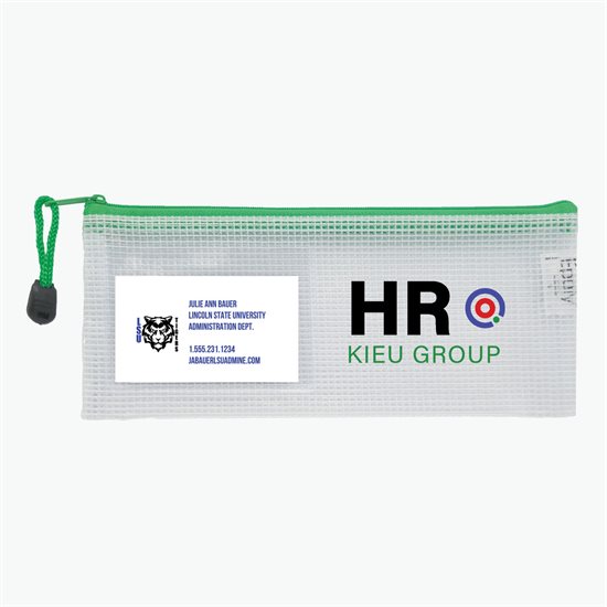 PolyWeave Zippered Pouch with Business Card Holder - 4 x 10 - Multi-Color Imprint