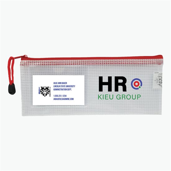 PolyWeave Zippered Pouch with Business Card Holder - 4 x 10 - Multi-Color Imprint