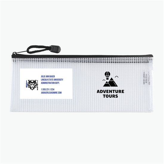 PolyWeave Zippered Pouch with Business Card Holder - 4 x 10 - One-Color Imprint