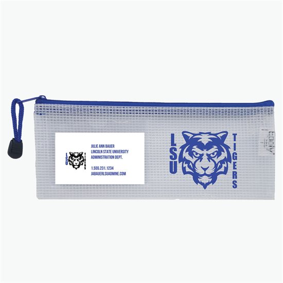 PolyWeave Zippered Pouch with Business Card Holder - 4 x 10 - One-Color Imprint