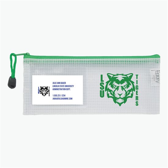 PolyWeave Zippered Pouch with Business Card Holder - 4 x 10 - One-Color Imprint