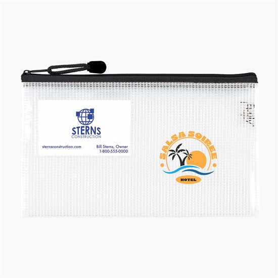 PolyWeave Zippered Pouch with Business Card Holder - 6 x 10 - Multi-Color Imprint