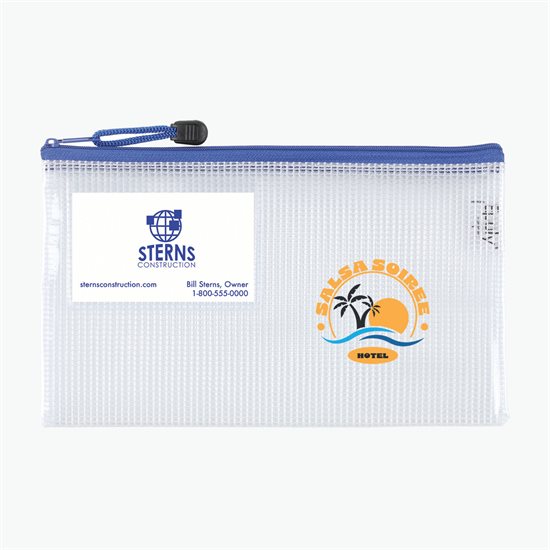 PolyWeave Zippered Pouch with Business Card Holder - 6 x 10 - Multi-Color Imprint