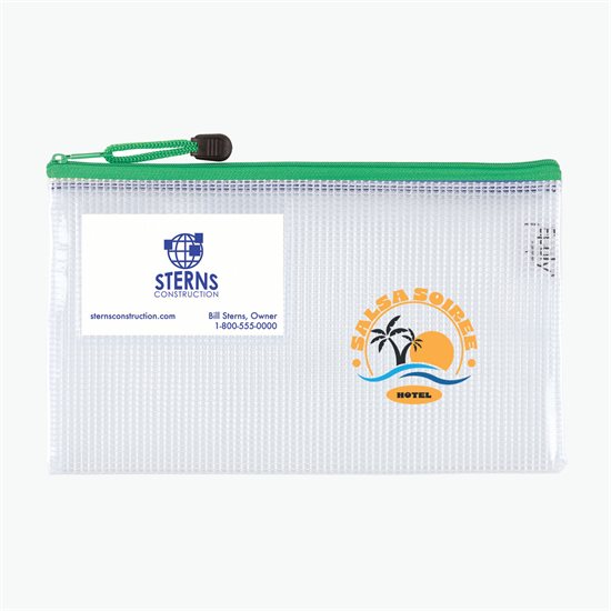 PolyWeave Zippered Pouch with Business Card Holder - 6 x 10 - Multi-Color Imprint