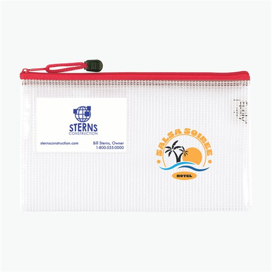 PolyWeave Zippered Pouch with Business Card Holder - 6 x 10 - Multi-Color Imprint