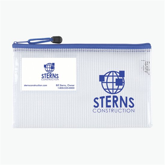 PolyWeave Zippered Pouch with Business Card Holder - 6 x 10 - One-Color Imprint