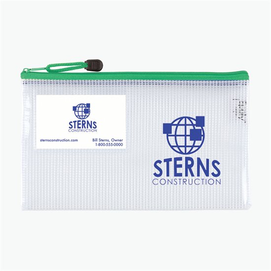 PolyWeave Zippered Pouch with Business Card Holder - 6 x 10 - One-Color Imprint
