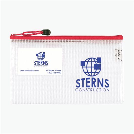 PolyWeave Zippered Pouch with Business Card Holder - 6 x 10 - One-Color Imprint