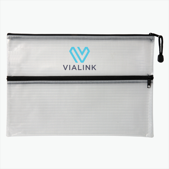 PolyWeave Dual Pocket Zip Pouch - Multi-Color Imprint