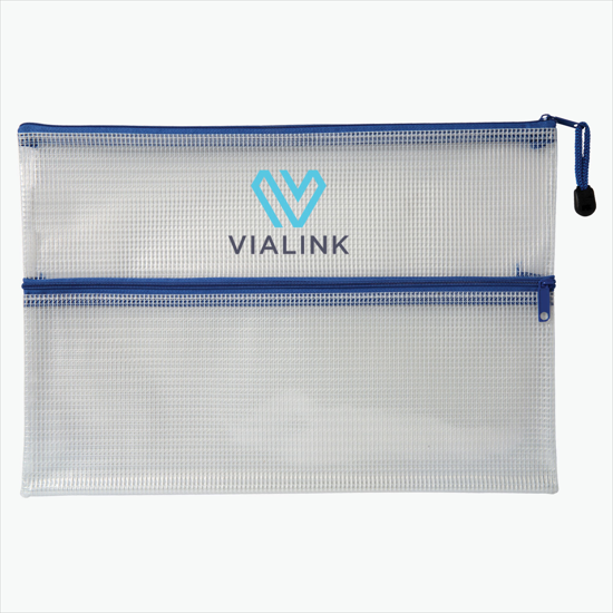 PolyWeave Dual Pocket Zip Pouch - Multi-Color Imprint