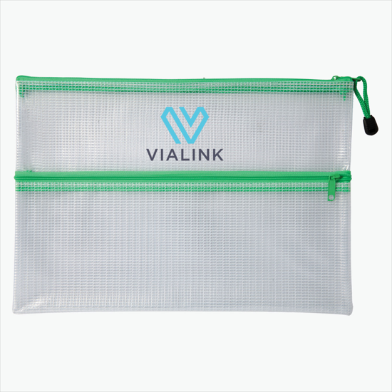 PolyWeave Dual Pocket Zip Pouch - Multi-Color Imprint