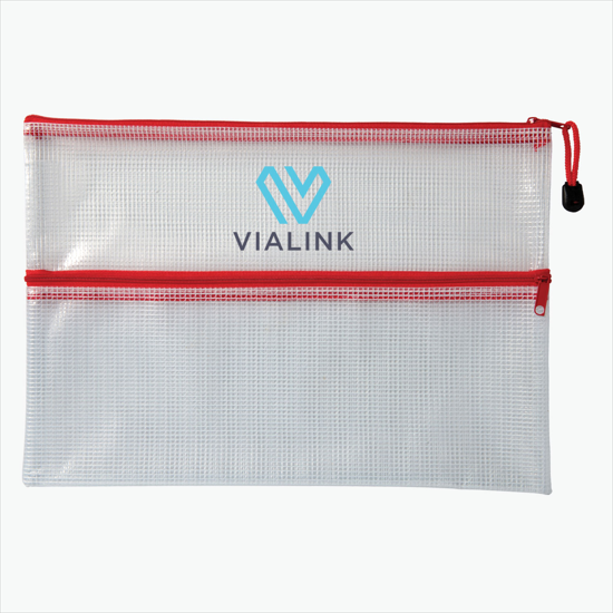 PolyWeave Dual Pocket Zip Pouch - Multi-Color Imprint