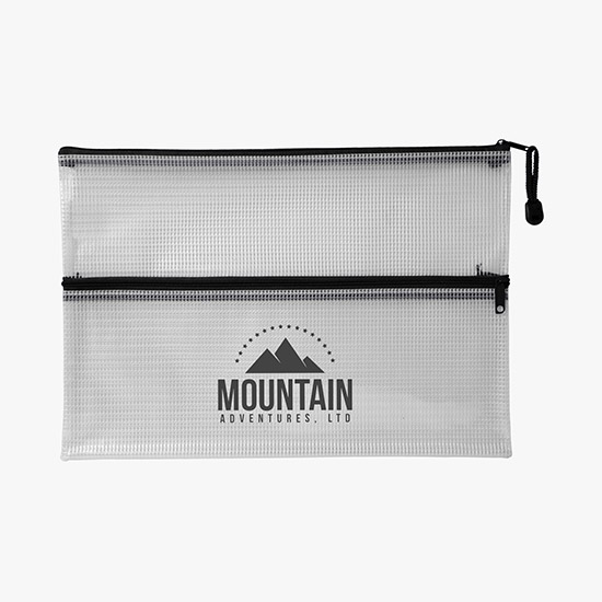 PolyWeave Dual Pocket Zip Pouch - One-Color Imprint