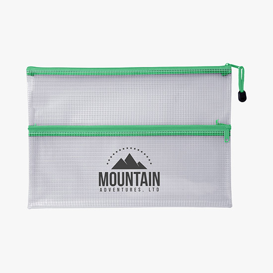 PolyWeave Dual Pocket Zip Pouch - One-Color Imprint