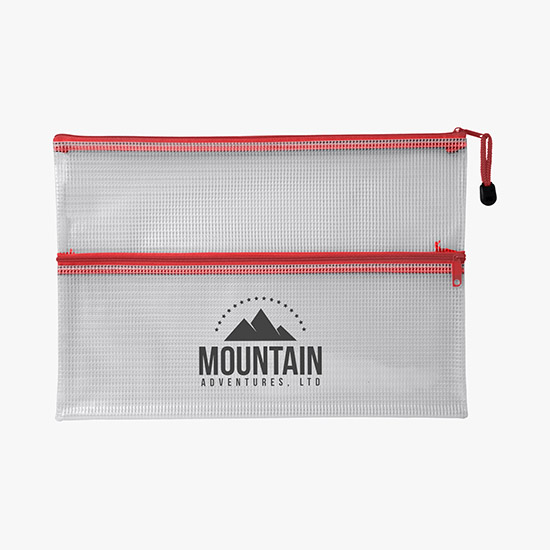 PolyWeave Dual Pocket Zip Pouch - One-Color Imprint