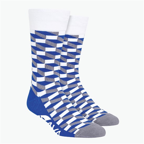 Rectangles Pattern Woven Knit Dress Socks