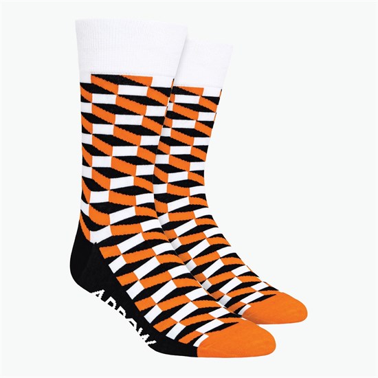 Rectangles Pattern Woven Knit Dress Socks