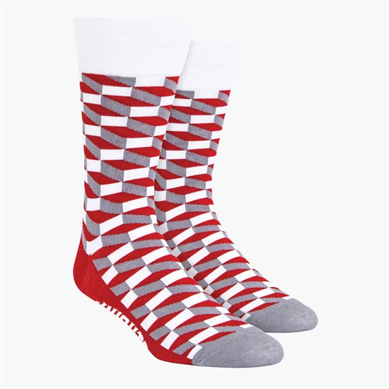 Rectangles Pattern Woven Knit Dress Socks