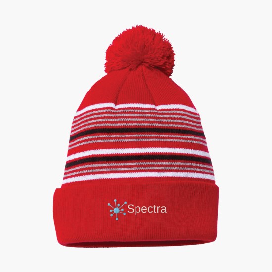 Sportsman Striped Pom Pom Cuffed Beanie