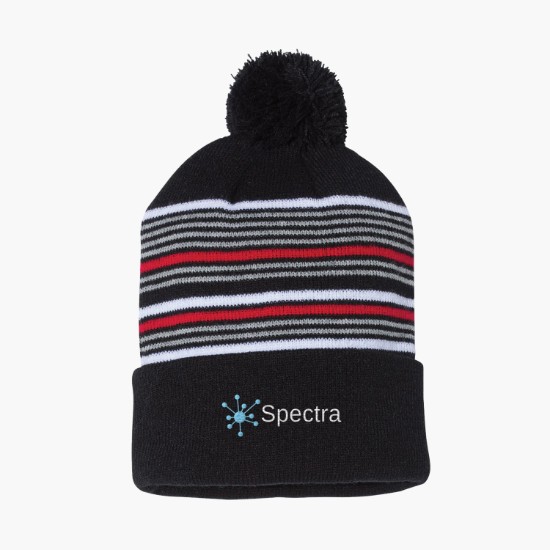 Sportsman Striped Pom Pom Cuffed Beanie