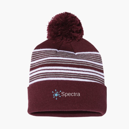 Sportsman Striped Pom Pom Cuffed Beanie